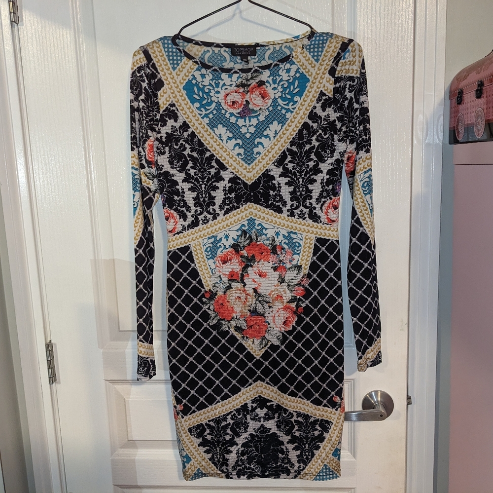 Topshop Baroque Floral Dress Large